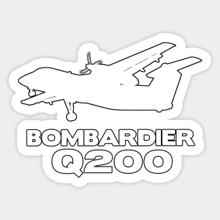 Bombardier Q200 Silhouette Print (White) Sticker